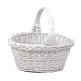White Oval Wicker Gift Baskets W/ Handle (14"x10 1/2"x7")